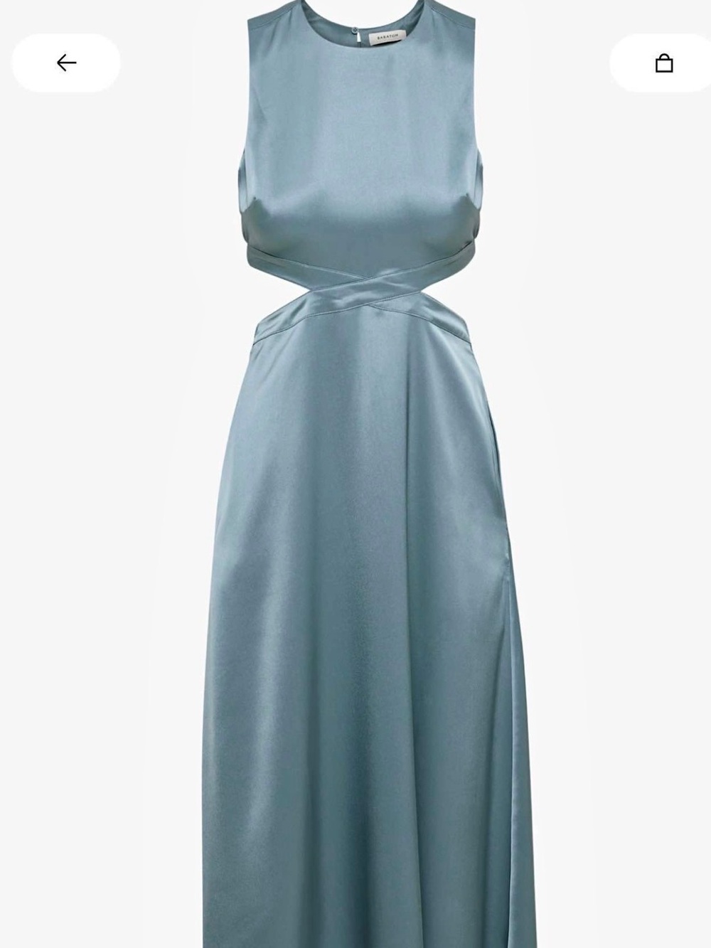 Babaton Satin Cutout Maxi Dress in “slab blue” Sz M